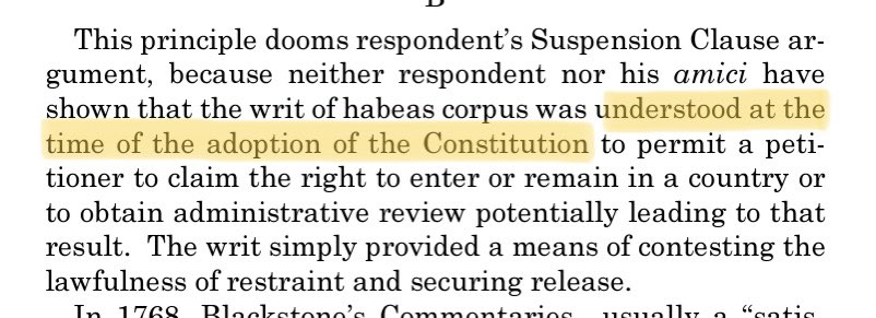 Funny how the majority opinion’s analysis rests upon an originalist view of habeas corpus. Justice Thomas unintentionally illuminates the fallacy of originalism by providing an alternative view of habeas’ legal history  .  https://www.supremecourt.gov/opinions/19pdf/19-161_g314.pdf