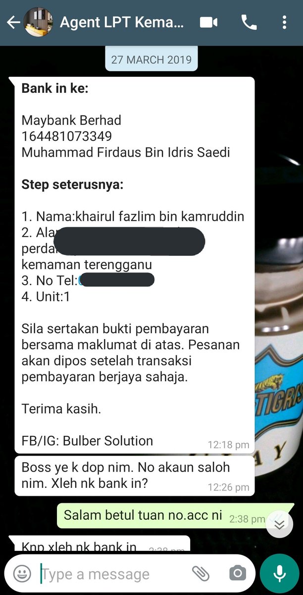 Lepas share harga, dia tak beli pun. Tp sbg seller yg sabar & ikhlas, sy bersyukur ke hadrat Ilahi sbb dia sudi dengar dan ambil tahu.Nak dijadikan ceritaa... Setahun selepas tu, tiba2 je dia bank in dkt sy.Nak tahu sebab apa?? Sy tak pengaruh dia ya..