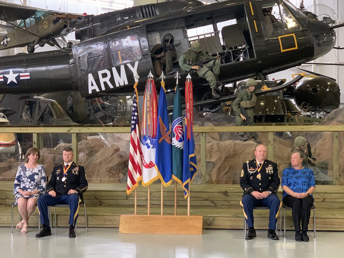 CSMHauke's tweet photo. Retirement ceremony for two of our Nations finest NCO’s! With a combined 63 years of service to our Army and Army Aviation CSM Cowart and SGM McKay officially  retired in a ceremony on 24 June! Soldiers for Life! @davidfrancisavn #armyaviation #abovethebest https://t.co/HJOsTNvAtp
