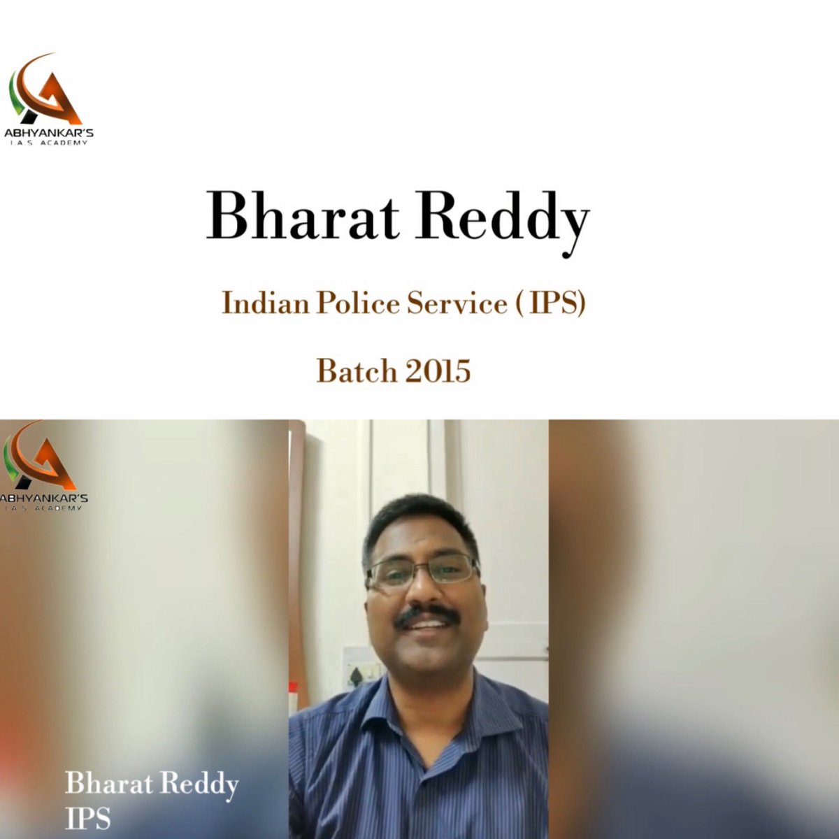 AbhyankarsIAS's tweet photo. #LetsTalk with our very own Bharat Reddy IPS
When the going gets tough, the tough get going! Bharat epitomises the adage that they strongest steel must pass through the hottest fire!
#upsc #upscmotivation #goupsc #upsc2020
Link: https://t.co/MP2WLfnhA6 https://t.co/uHvThY7WSk