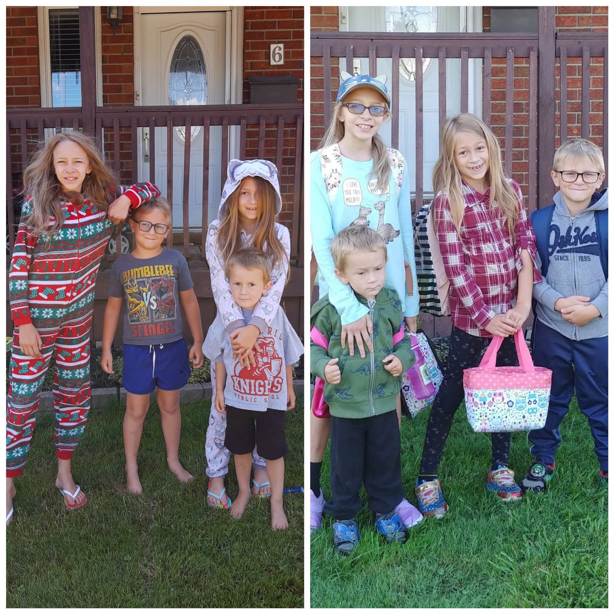 leahmac040602's tweet photo. Traditional Last Day Of School picture (and a side by side from the first day). 
@OntarioPublic https://t.co/33LZaZIwfx