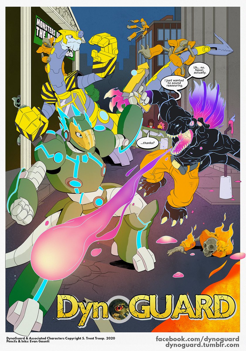 TrentTroop's tweet photo. DynoGaurd, revised pages 1-4! Featuring (now) Ranger Cora Rex. https://t.co/ZfEJqhF2cc