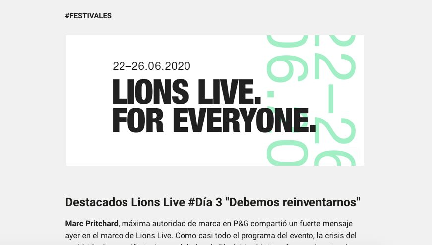 reportepub's tweet image. Highlights de #LionsLive @Cannes_Lions @ProcterGamble Marc Pritchard, #QueeringTheScript y @IBM y @ChelseaClinton app.embluemail.com/Online/VON.asp…