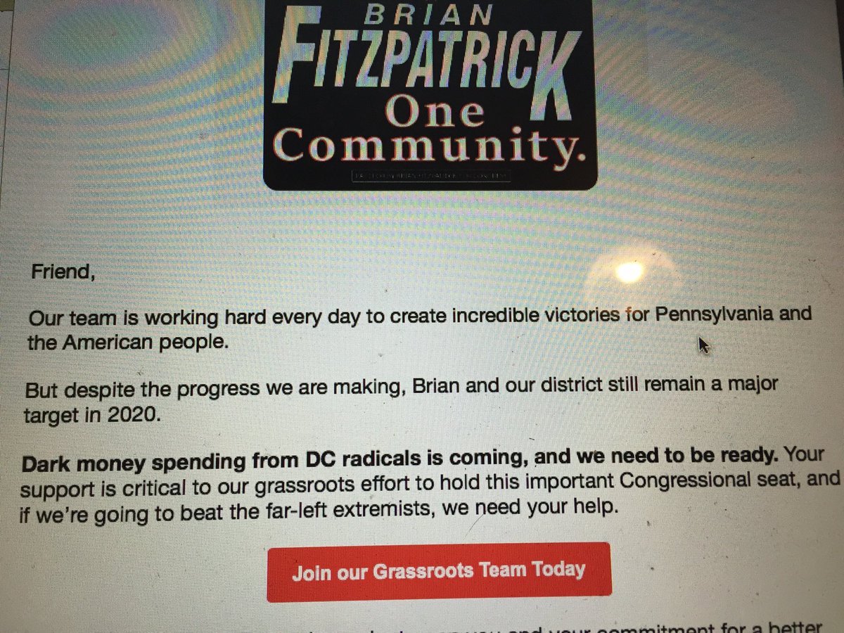 Yes,  #DarkMoney from “DC radicals” is coming, but it’s going *to* the GOP  #PA01  #FakeModerate ⁦ @RepBrianFitz⁩ 