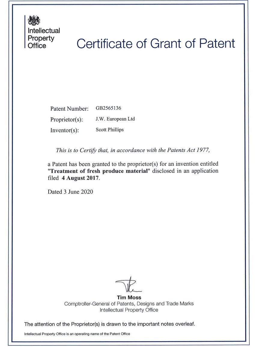 In the middle of this crazy year that is 2020 something we started back in 2011 came to fruition. Smartleaf is now officially a patented process! #patent #ip #innovation #smartleaf #fridgeleaf #babyleaf