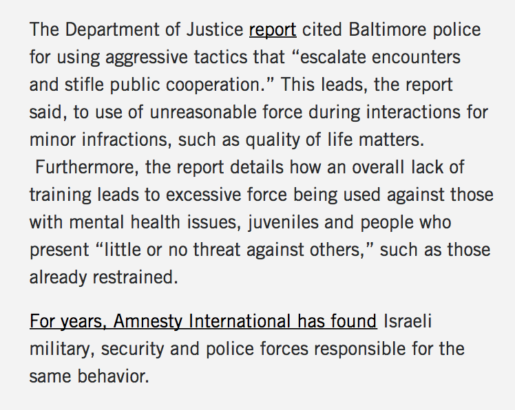 This is what Amnesty International says about Israeli police training their US counterparts.Excessive force used against those who present little or no threat – exactly as it was in the case of George Floyd. https://amnestyusa.org/with-whom-are-many-u-s-police-departments-training-with-a-chronic-human-rights-violator-israel/