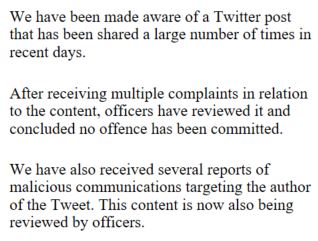 Cambridge Police tweet media