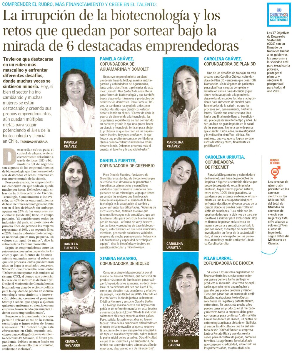ctorrear's tweet photo. Esta nota destaca a mujeres líderes en un rubro aún liderado por hombres. La equidad de género y el emprendimiento de base científica son nuestras prioridades, por ello trabajamos por crear capacidades que aporten a la creación de una economía + compleja, diversa y representativa https://t.co/2g0QEKHNz8