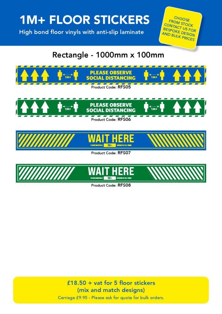 We've added new 1 metre social distancing floor stickers to the brochure for barbers, salons, pubs and restaurants. Also new clear partitions and sneeze screens. Click through to see the whole range. Made in #Cheshire bit.ly/2YxiJbP
