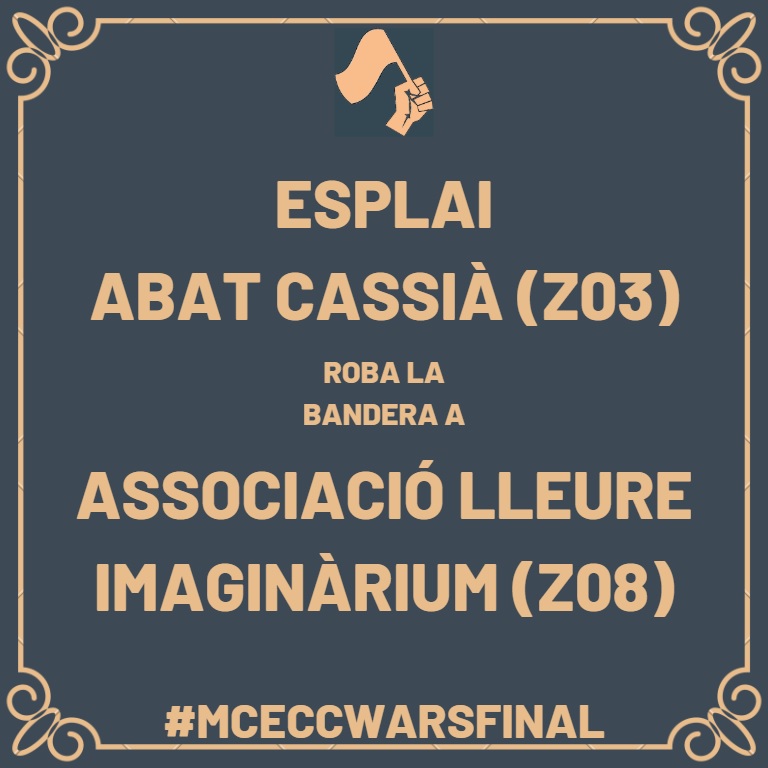 MceccWars's tweet photo. 🟡🔵 CAP A LA FINAL! 🟡🔵

L'@esplaicassia de la @Zona03MCECC avança fins a la final de #eljocdelabandera!

🎱🎱 CAP AL FORAT 🎱🎱

La @Zona8MCECC no ho ha aconseguit i amb l'eliminació de la @pingupratcat s'acomiada de la batalla. https://t.co/KTYKcvmBM0