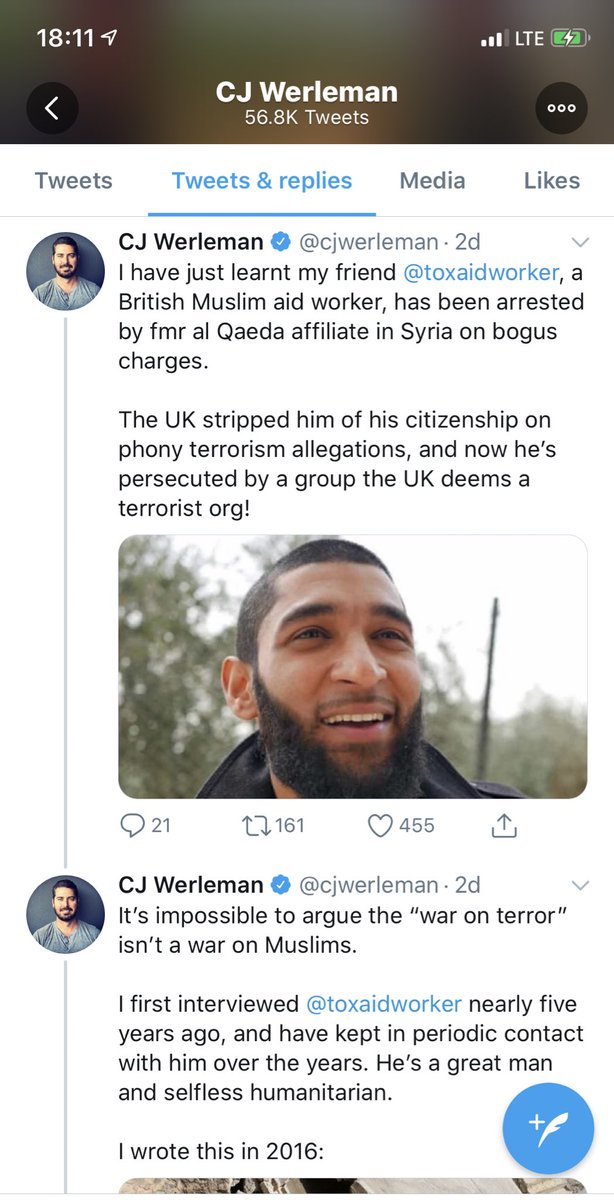 Here’s he is seen glorifying a UK designated terrorist who is apparently his friend as a “British Muslim aid worker” -Tauqir is attested by HTS in Syria