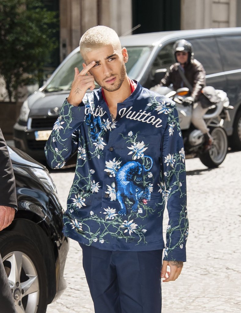 Zayn Malik wears silk shirt to Louis Vuitton show in Paris