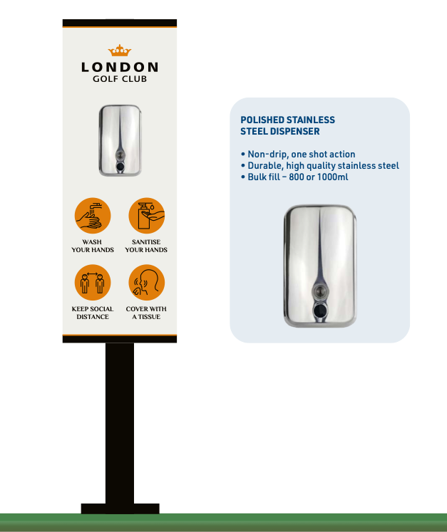 Eagle and Tacit Golf have developed a 'Covid-19 Range' of products including sneeze screens, hands free door openers, safety distance markers, sanitising stations and acrylic screens to ensure golf clubhouses are compliant when they reopen:  eagle.uk.com/Eagle%20Protec…