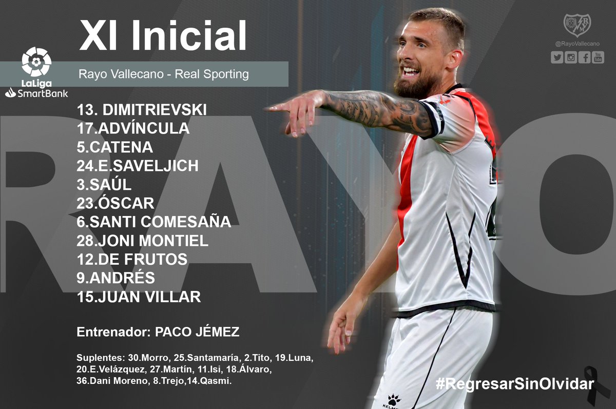 RayoVallecano's tweet photo. ⚡Once del Rayo Vallecano elegido por Paco Jémez para medirse al @RealSporting en Vallecas.
#RegresarSinOlvidar
#PorLosQueNoVuelven https://t.co/hd8hHrsCjD