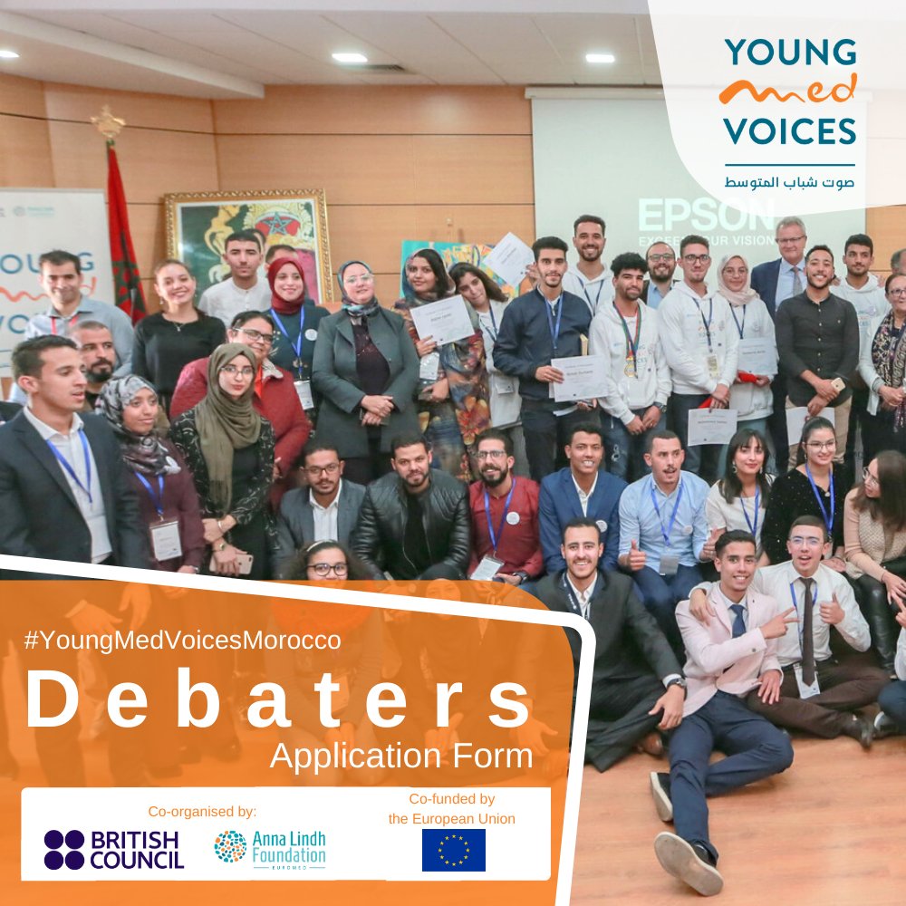 ma_British's tweet photo. Do you believe in the power of the words in creating a positive impact in communities? #YoungMedVoices offers you the opportunity to join our #YoungMedVoicesMorocco community though our @YoungMedVoices Debate Hubs in Morocco! Register now! https://t.co/4OJCi6iWSx before 12 July. https://t.co/qEwZ2Chc6H