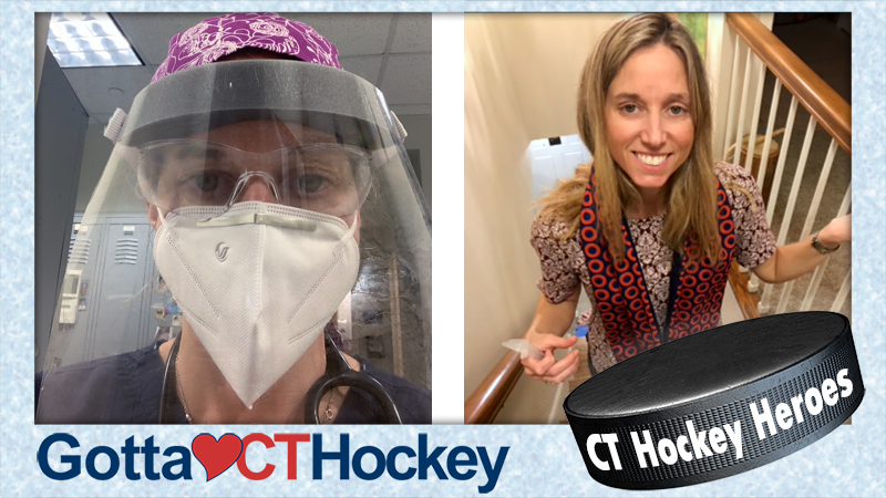 Thank you to today's #CTHockeyHero, Kathy Feeney, a <a href="/NWIceHawks/">NW Icehawks</a> mom and a RN in the <a href="/waterburyhosp/">Waterbury Hospital</a> telemetry unit, working with COVID-19 patients since March. Her kids and husband miss her as she works extra shifts to help during this pandemic. #CTHockeyHeroes #HockeyHero