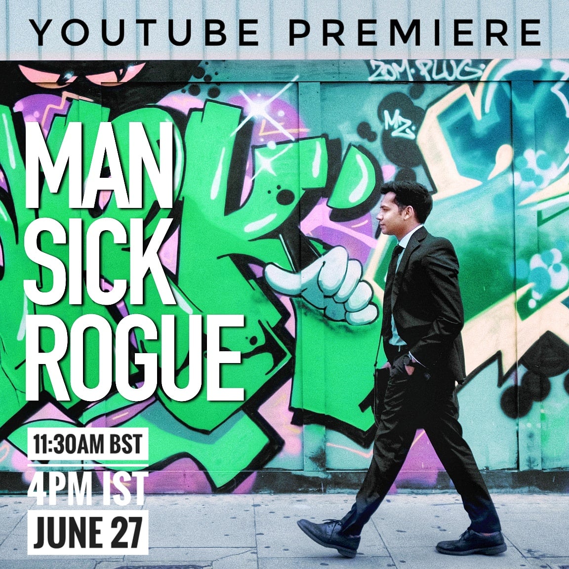 Set the reminder and watch the #PilotEpisode of #ManSickRogue on YouTube from 11:30am BST (4pm IST) this Saturday, 27th June. 

youtu.be/6FirczffHFU

@Zoha__R 
<a href="/TakeTheShotLtd/">Take The Shot Films</a> 
#MSR
#OpenCanisterFilms