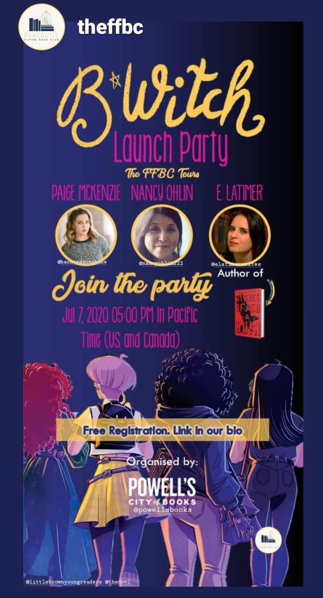 Join my co-author <a href="/NancyOhlin/">Nancy Ohlin</a>
and me as we chat about our latest book: B*Witch! July 7th, 5pm PST. Hosted by the fab <a href="/Powells/">Powell's Books</a> and <a href="/The_FFBC/">FFBC</a>! #blogtour #ya #booklaunch