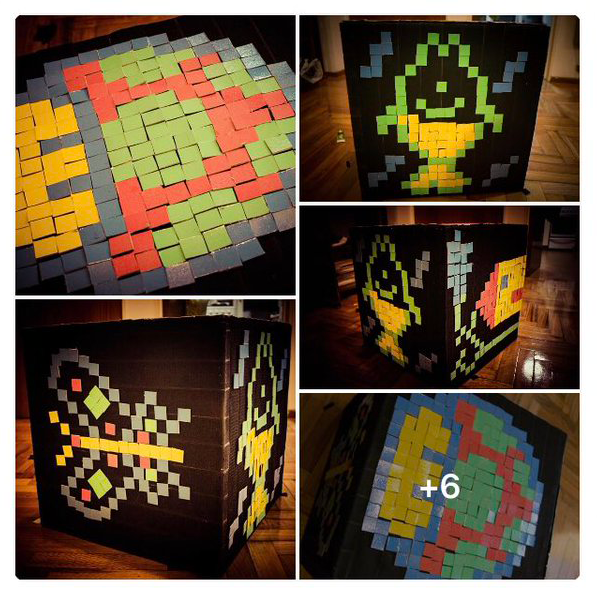 CarBernadou's tweet photo. 7 years ago, with collaboration of my sister, we create a giant velcro cube to make collaborative pixel art under a student project. This was the result 👾 #pixelart #multimedia #umai https://t.co/BgocepACz5