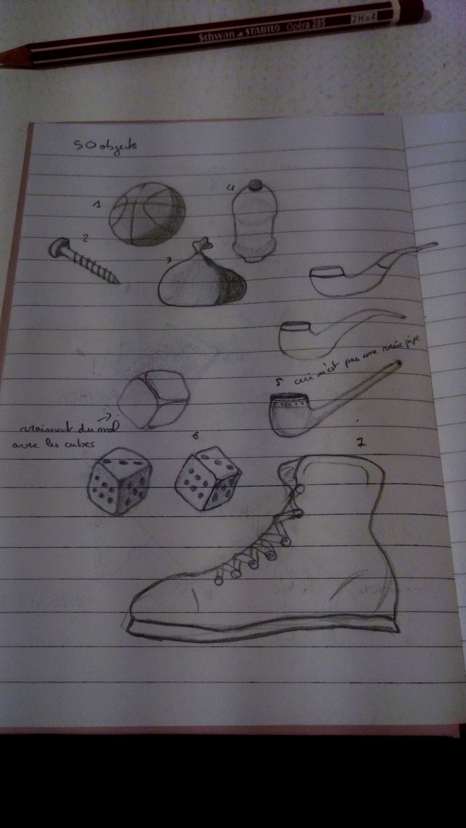 Et donc mtn je fais l'entraînement qu'elle propose, je dessine des objets random! J'en suis à 15/50 haha