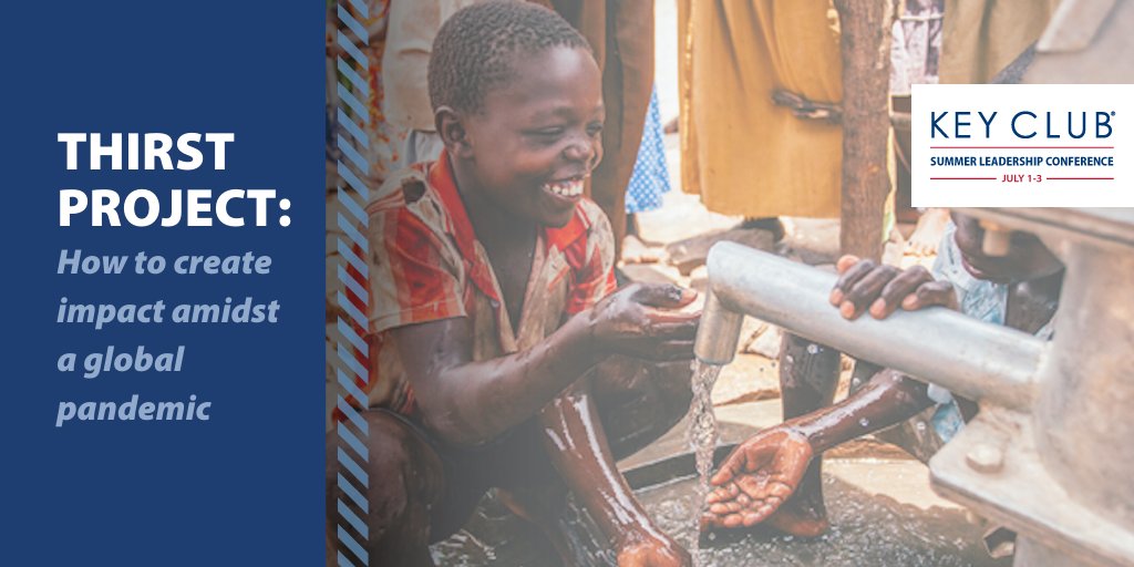 Join <a href="/thirstproject/">Thirst Project</a> 💦 💧 and Indigo Parlin, KCI Trustee at our Summer Leadership Conference to discuss sustainability, the global water crisis and how access to clean water impacts the health of a community, especially during COVID-19.
Register today: keyclub.org/summerleadersh…