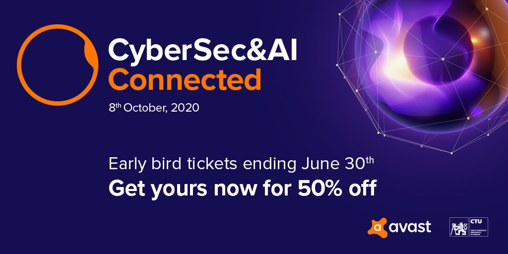 Avast's tweet image. The fun doesn&apos;t have to end #CollisionfromHome attendees—register NOW for #CyberSecAI Connected! 🎟

Seize your chance to learn from experts about the critical issues surrounding #AI &amp;amp; #ML in #privacy and #cybersecurity.

Claim 50% off ➤ ava.st/3dzRUrR #AvastatCollision