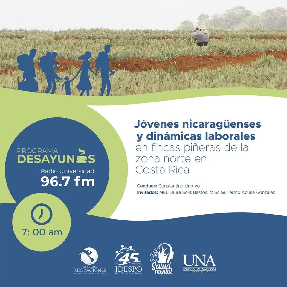 comunidadUNACR's tweet photo. Le invitamos a compartir los hallazgos de la investigación "Jóvenes #nicaragüenses y dinámicas laborales en fincas #piñeras de la zona norte en Costa Rica". @Desayunos_RUCR @RadioUCR #Idespo

🗓️Viernes 26 de junio
⏲️7 p.m.
🔗https://t.co/wW8J5SqQwn https://t.co/hKnQrCNeiB