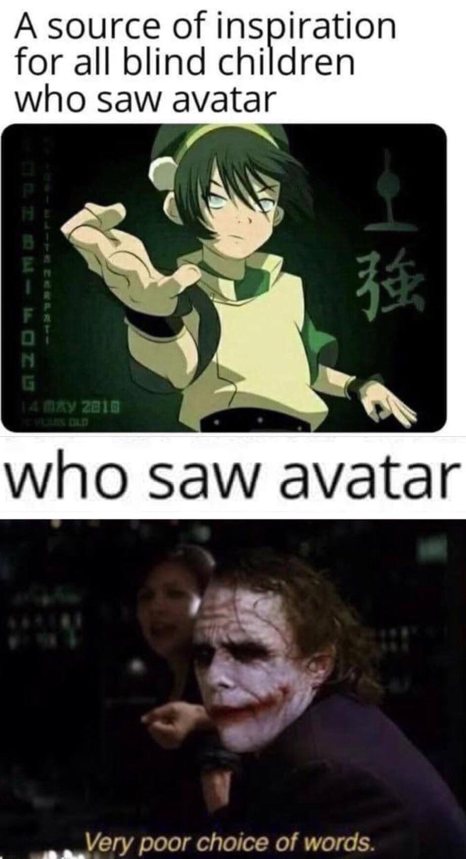 Avatar memes go brrrrr: Nếu bạn đang tìm kiếm những meme liên quan đến Avatar, hãy đến với tài khoản Memes for Femes trên Twitter. Với những memes vô cùng hài hước và thú vị, chắc chắn sẽ làm bạn cười và giảm stress sau một ngày dài.