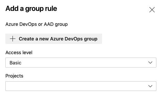 philemn's tweet photo. @AzureDevOps Can you help me out?  I'm trying to update our user configuration using Group Rules tied to our AAD Groups. I'm not seeing a field to select an AAD group though. Am I missing something? https://t.co/CbNqmLMytQ