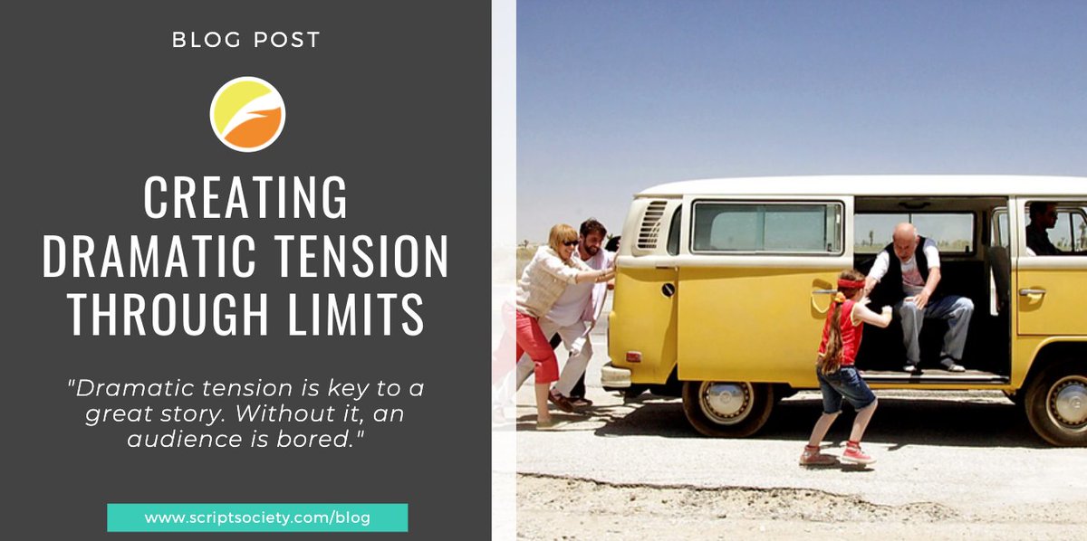 scriptsociety's tweet image. Supplement your built-in tension with a limit, or you risk losing your audience. 🍿

shorturl.at/dBE02