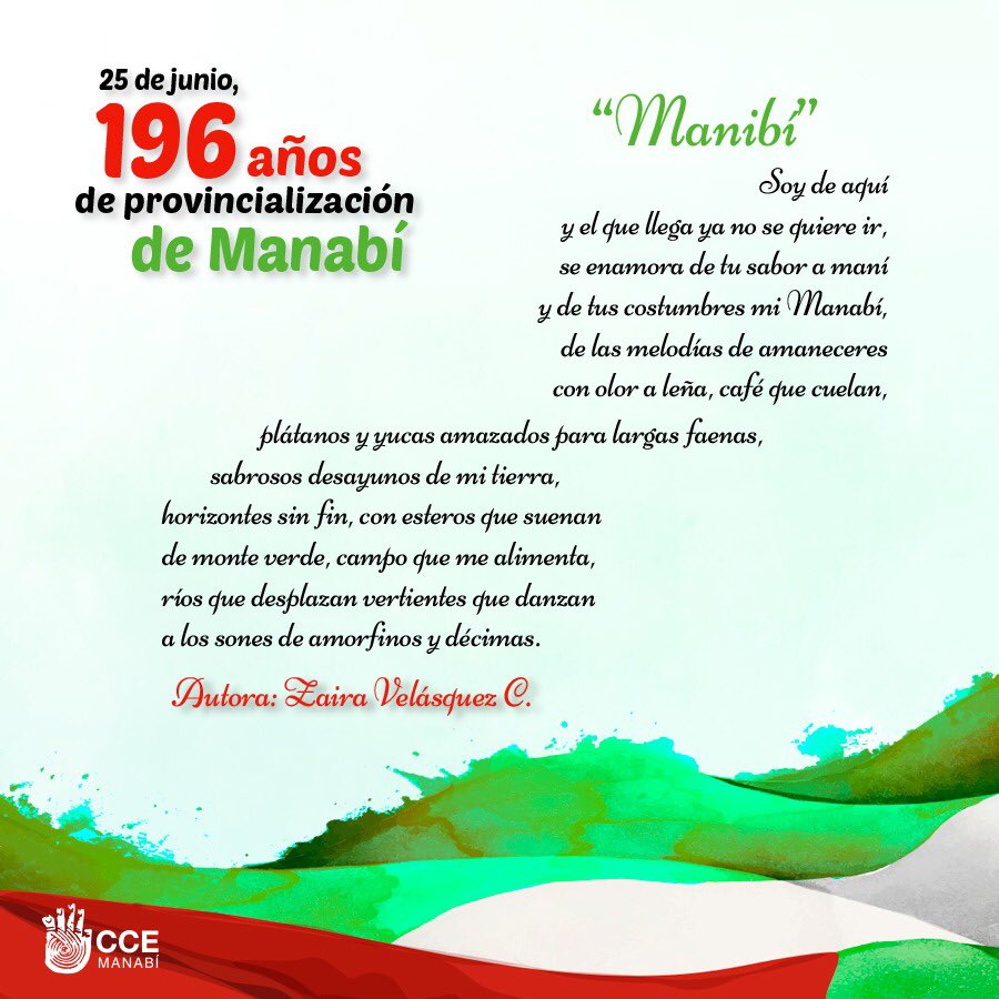 ManabiCce's tweet photo. Una décima y dos poemas nos regalaron artistas desde #SantaAna #Rocafuerte y #Calceta para nuestra hermosa provincia por su día. ¡Viva Manabí! 🎭🤩 #ViveCultura #ViveArte https://t.co/fNOTylK4U2