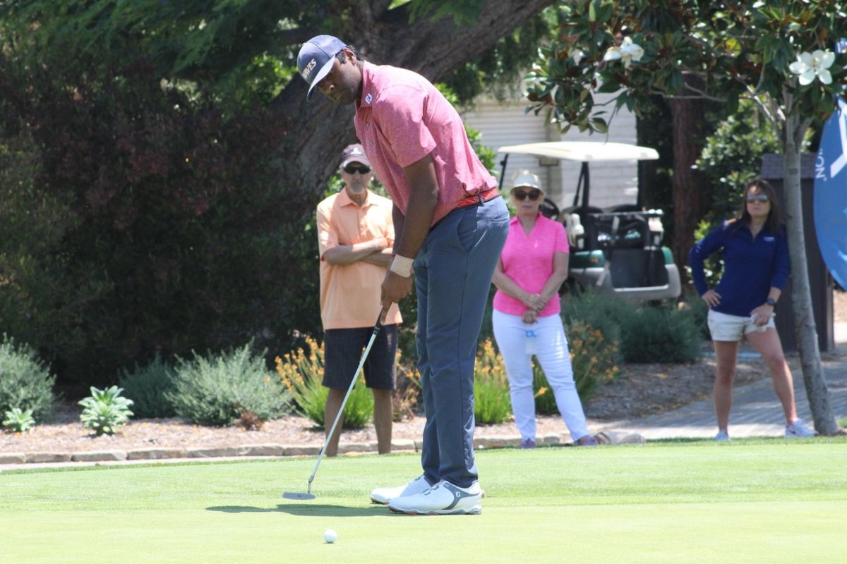 thescga's tweet photo. Less than a year after claiming the #SCGAAM at Lakeside GC, @SRTheegala is set to make his professional PGA Tour debut in 15 minutes at the @TravelersChamp!

Tee Time: 11 a.m. PDT 
Watch: @GolfChannel 
Site: TPC River Highlands - Cromwell, CT. https://t.co/HKNxpcEBaJ