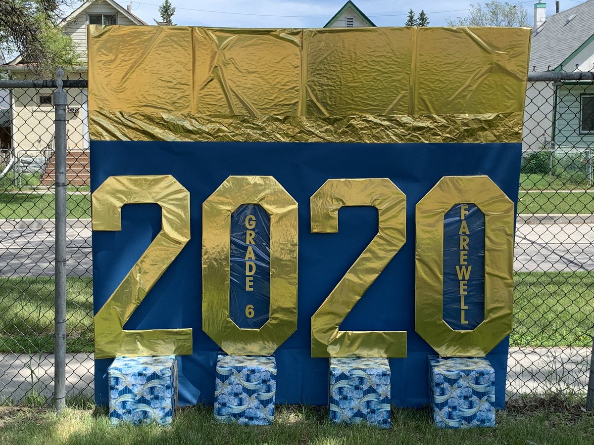 TeachingOrlikow's tweet photo. The Grade 6 Farewell Celebrations at @StrathconaWsd looks a bit different this year but the staff are excited to see all the students again and give them a proper send off before they start their next adventure !  #WinnipegSD @MsDarazsi https://t.co/74BiUYX8Xc