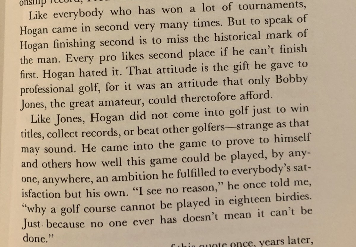 _jessiekavarXx's tweet photo. These two paragraphs get to the essence of Ben Hogan — and, perhaps, all the transcendent golfers through the ages. Brighten your day with great #golfwriting by Charles Price. https://t.co/mRC7jvYlPe