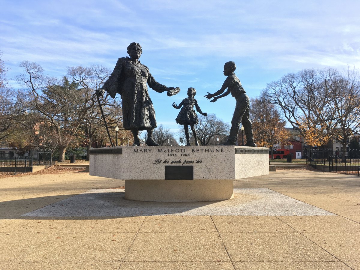 As there will be much discussion tonight and beyond of the Lincoln statue and the racial hierarchy it depicts, I hope that the Mary McLeod Bethune Memorial across the park won't be forgotten. (My photo). 2/