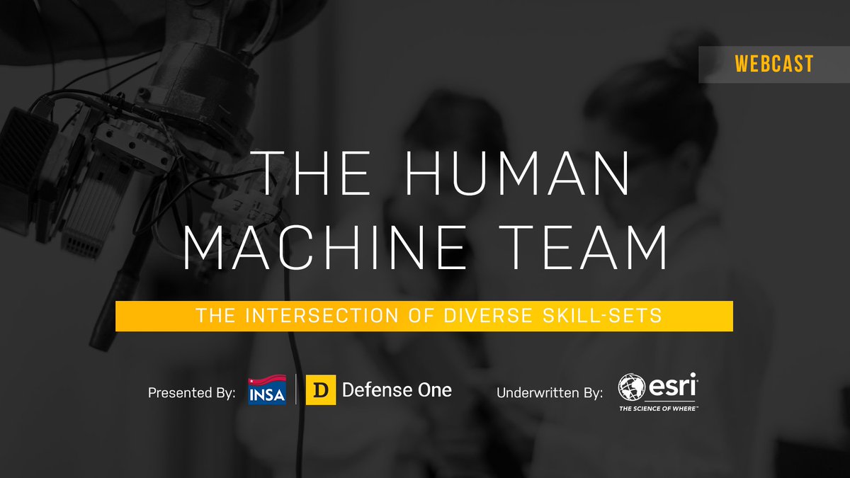 GovExecEvents's tweet image. The #HumanMachineTeam webcast is live now!

Tune in to hear from @DefenseIntel, @DoDJAIC, @ODNIgov, &amp;amp; @penn_state as they sit down with @DefTechPat to talk AI in the workforce!

Register at: govexec.webex.com/govexec/onstag…