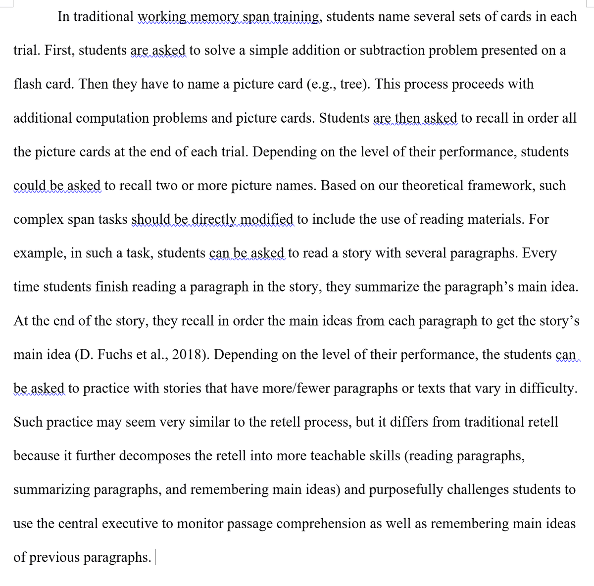 One such near transfer and WM training example is retell (see the detailed description in the pic).