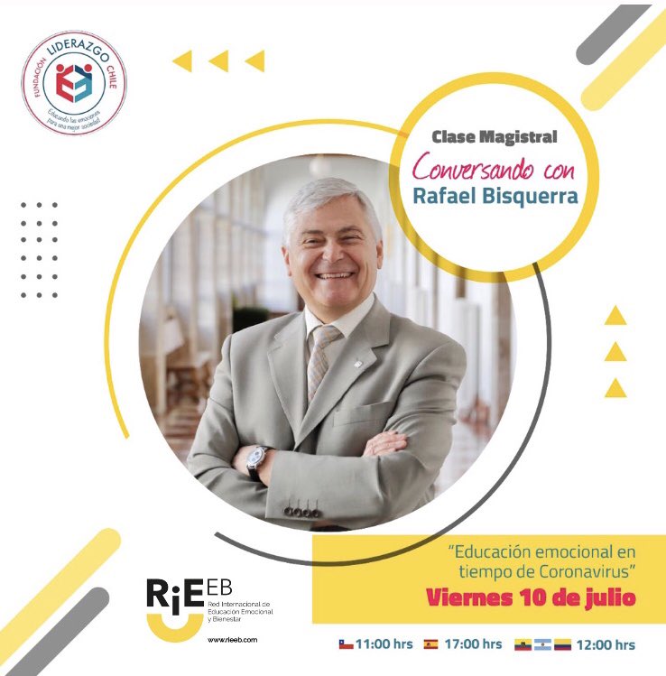 CONVERSANDO CON RAFAEL BiSQUERRA Viernes 10 Julio 11:00 

Maximo referente en Educación Emocional de Hispano America.
Inscríbete 👇👇
us02web.zoom.us/webinar/regist…

Comparte y sumate  💪🙏🏻