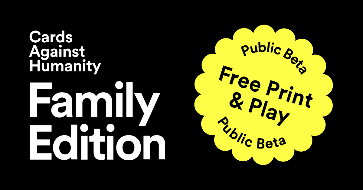 FamAdventureSum's tweet photo. A fun Family Friendly version of Cards Against Humanity for Free! 
Has anyone tried this? 
https://t.co/RWFcZKf0EV https://t.co/K1yrWKu2Y8
