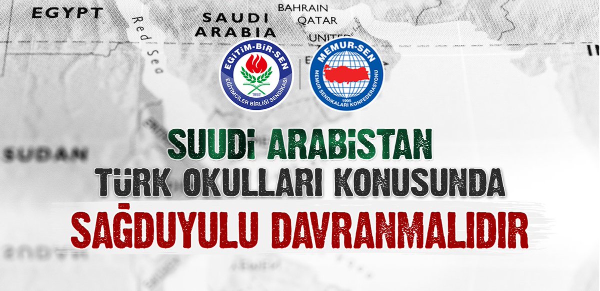 EgitimBirSen's tweet photo. "Suudi Arabistan, Türk okulları konusunda sağduyulu davranmalıdır"

🔗https://t.co/uEmiXepXKd https://t.co/ti4nbVTleq