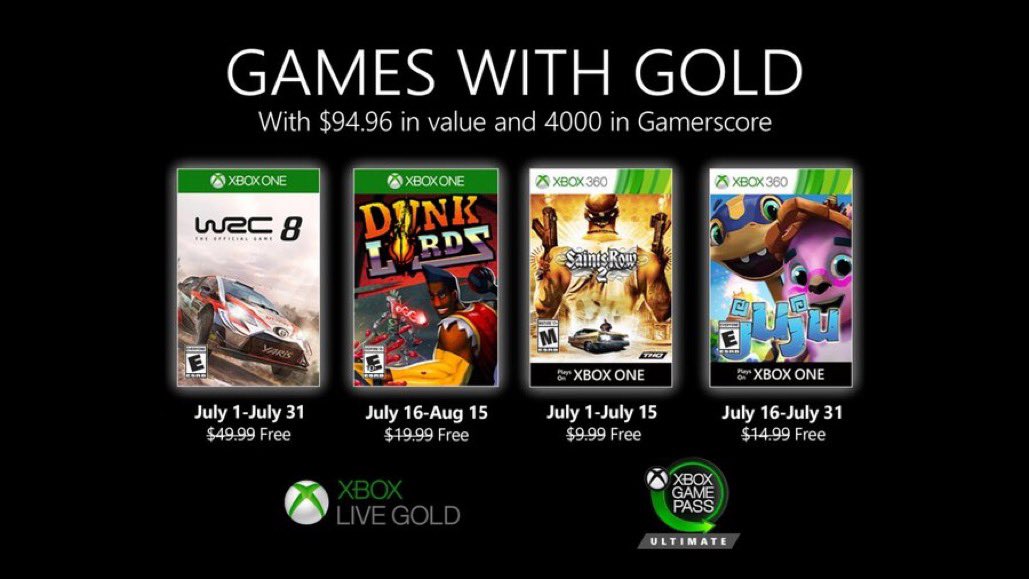 Xbox Live Games with Gold July 2020