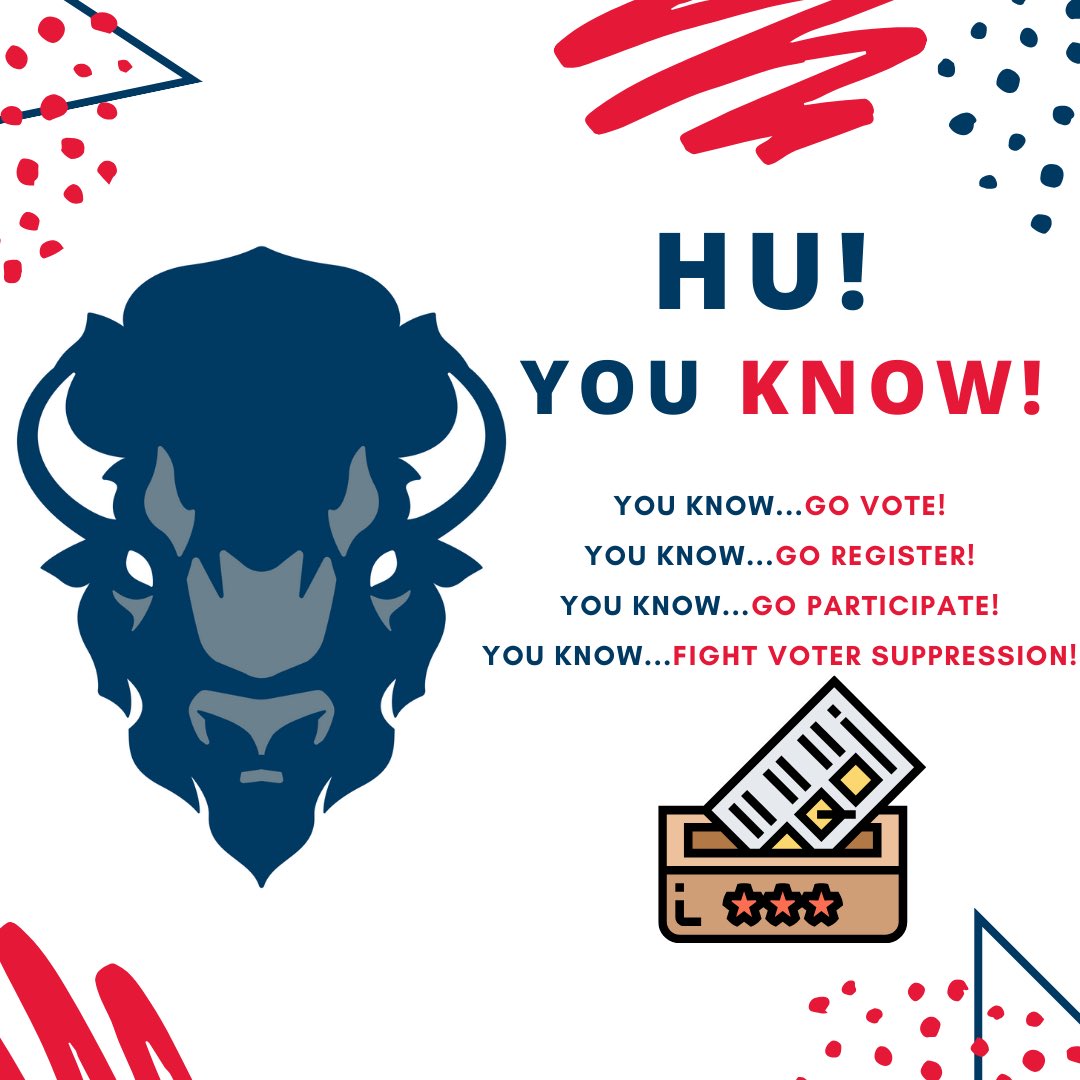 HUBisonVB's tweet photo. As we know 2020 is going to be a big election year. Howard Volleyball has decided to start an initiative to increase voter registration and voter turnout within student athletes at HBCUโs. Please register to vote by clicking the link in the bio! #Howardvb ๐๐ https://t.co/7wNLUwdAbI