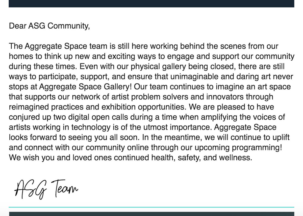 aggregatespace's tweet image. Calling all artist visionaries working in #contemporaryart #newmedia #videoinstallation #visualart #animation and #virtualreality - Even with our physical gallery closed, there are still ways to participate and ensure that unimaginable art never stops! - mailchi.mp/aggregatespace…
