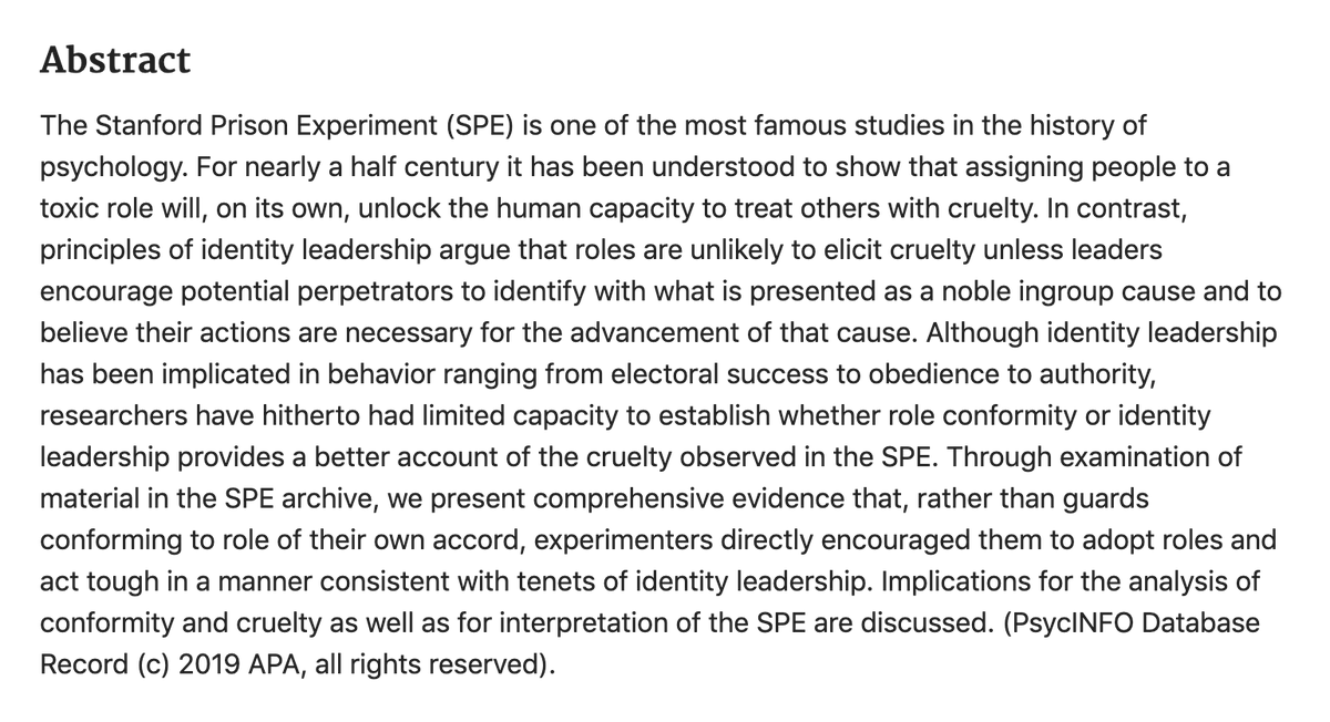 Problem #2: Cruelty usually emerge from a system of oppression.Tapes from the SPE show that the experimenters in charge of the “prison” tried to persuade guards to adopt an aggressive style in their interactions with the helpless prisoners.  http://pubmed.ncbi.nlm.nih.gov/31380665/&nbsp;4/n