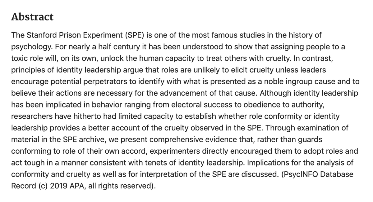 Problem #2: Cruelty usually emerge from a system of oppression.Tapes from the SPE show that the experimenters in charge of the “prison” tried to persuade guards to adopt an aggressive style in their interactions with the helpless prisoners.  http://pubmed.ncbi.nlm.nih.gov/31380665/ 4/n