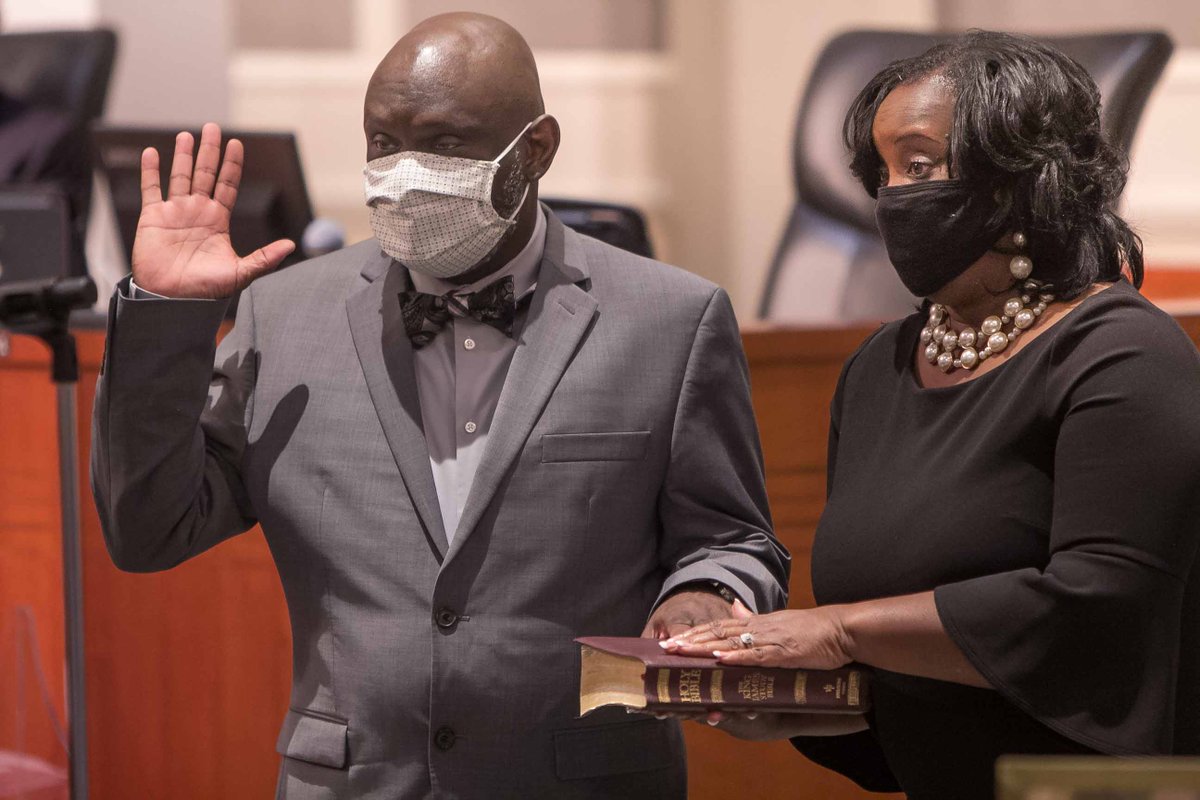 This afternoon was our City Council installation ceremony where new Council President <a href="/CMTommyHazouri/">Tommy Hazouri</a> and new Vice President <a href="/SamuelNewby1/">Samuel Newby</a> were sworn in.  Their terms begin on July 1st, good luck and congratulations!  #ILoveJax