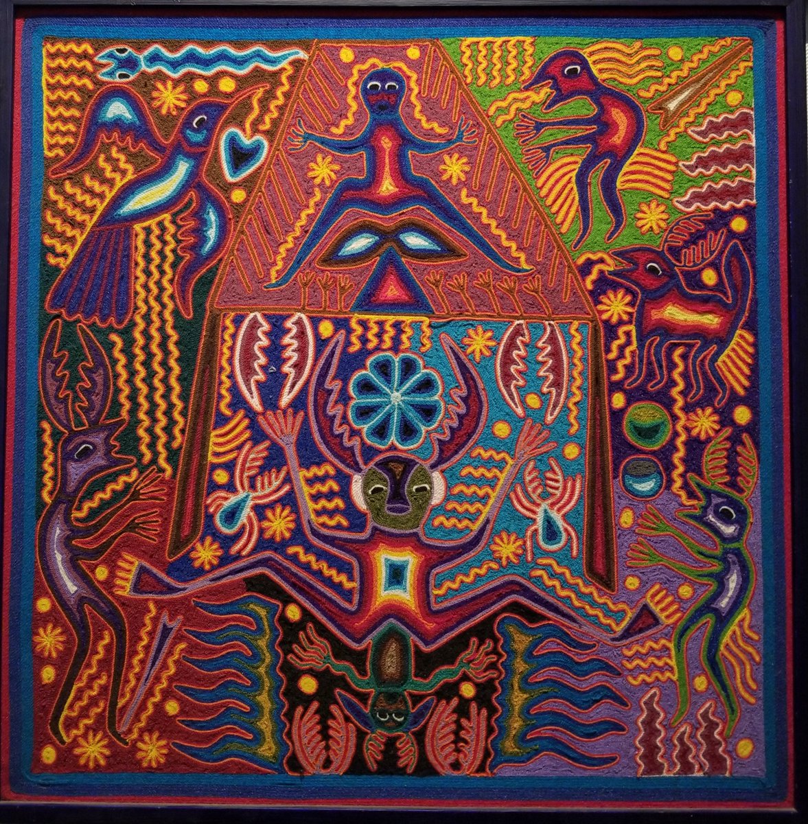 #PhotoOfTheWeek or rather, yarn painting of the week, is an original artwork by Huichol Shaman and artist, José Benítez Sánchez. Message to learn more about this colorful piece of indigenous Mexican heritage!