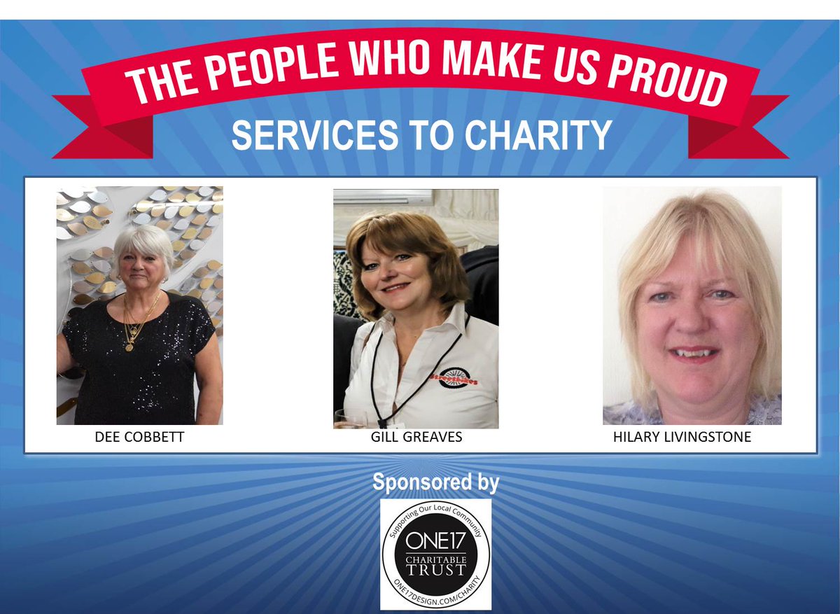 #ECA2020 (@communityawards) on Twitter photo The shortlist for Services to Charity Award sponsored by @One17Design is @denisecobbett @KirkwoodHospice ,Gill Greaves <a href="/gillgreaves2/">gill greaves</a> @streetbikescic and Hilary Livingstone, Soldiers Sailors Airmen and Families Association West Yorkshire #ECA2020 In association with <a href="/SyngentaHD2/">Syngenta Huddersfield</a> The shortlist for Services to Charity Award sponsored by @One17Design is @denisecobbett @KirkwoodHospice ,Gill Greaves <a href="/gillgreaves2/">gill greaves</a> @streetbikescic and Hilary Livingstone, Soldiers Sailors Airmen and Families Association West Yorkshire #ECA2020 In association with <a href="/SyngentaHD2/">Syngenta Huddersfield</a>