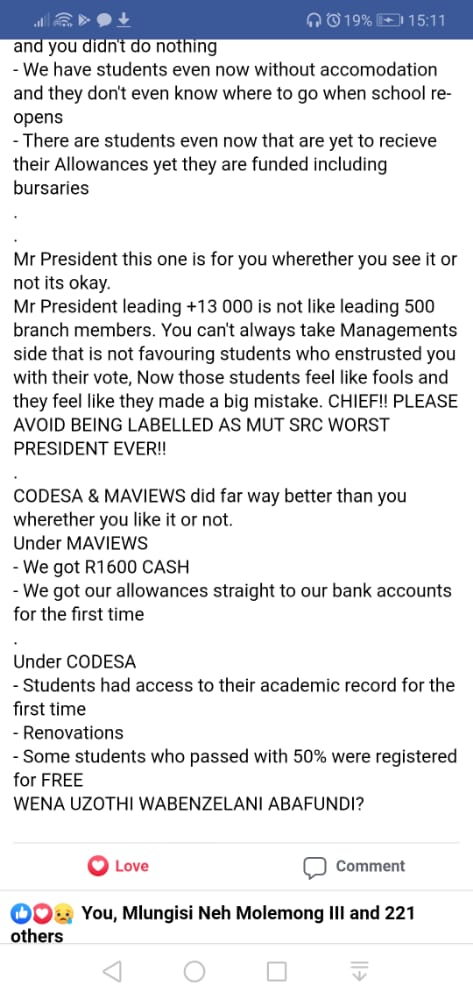 kamambazo's tweet photo. #MUTManagementMustFall
@AlexMthiyane please help sir Ubabize bascacisele please ku iindaba https://t.co/Z7j5qwCnuo
