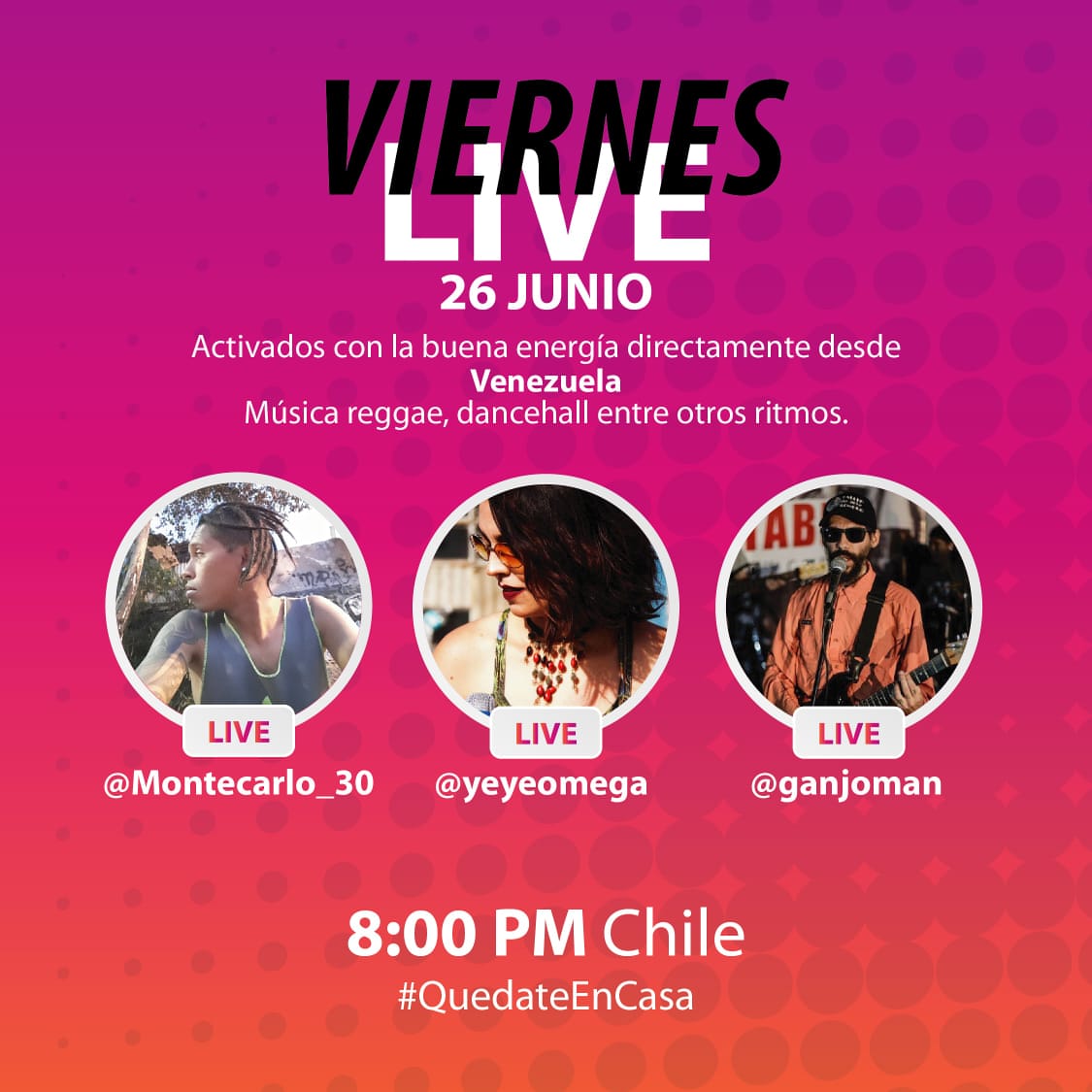 Ganjoman's tweet photo. #LiveSession MAÑANA VIERNES | @montecarlo_30 @YeyeOmega @VzlaGhettoYouth 8:00PM (Hora de Chile) https://t.co/A6FWb6uITF